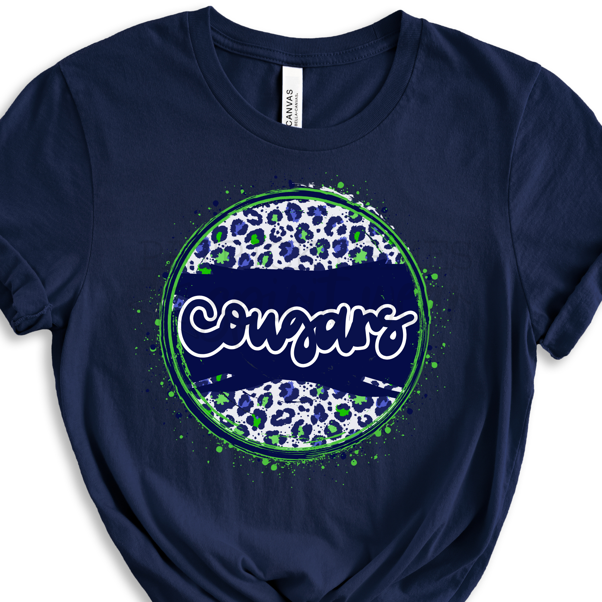 Splatter Circle Cougars Navy - SHORT SLEEVE