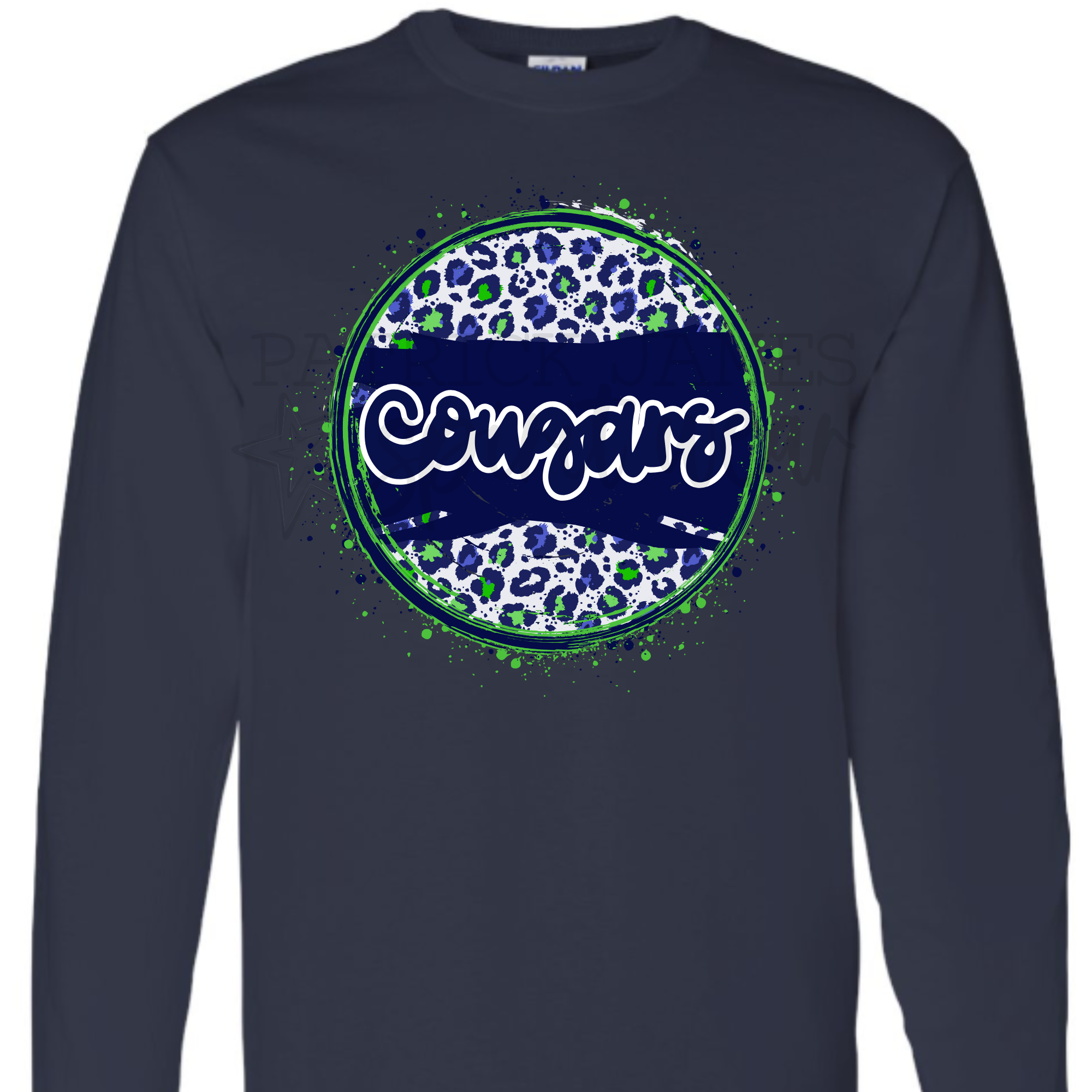 Splatter Circle Cougars Navy - LONG SLEEVE