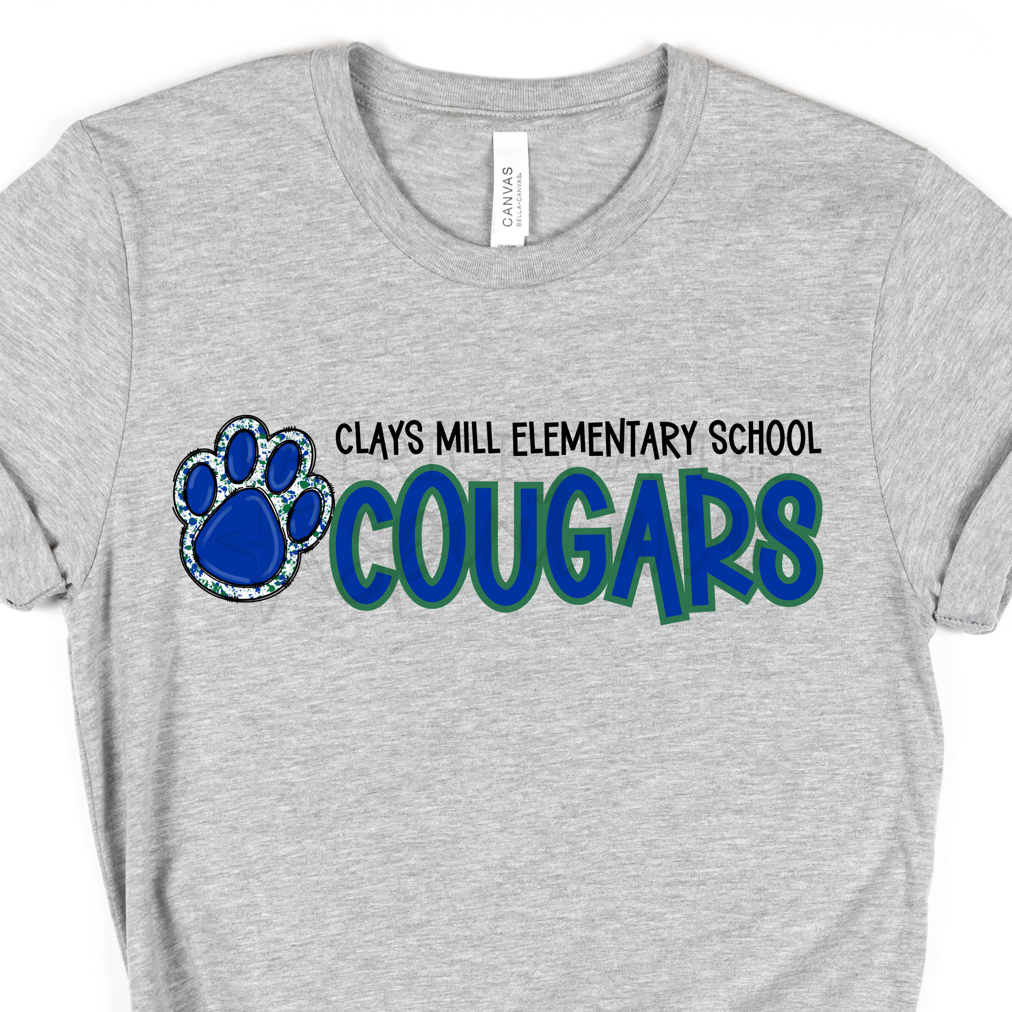 Paw Print Cougars Grey - SHORT SLEEVE