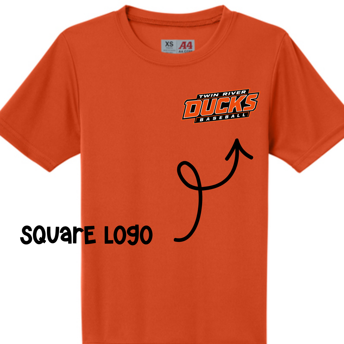 Ducks Logo with Optional Back- Orange Short Sleeve