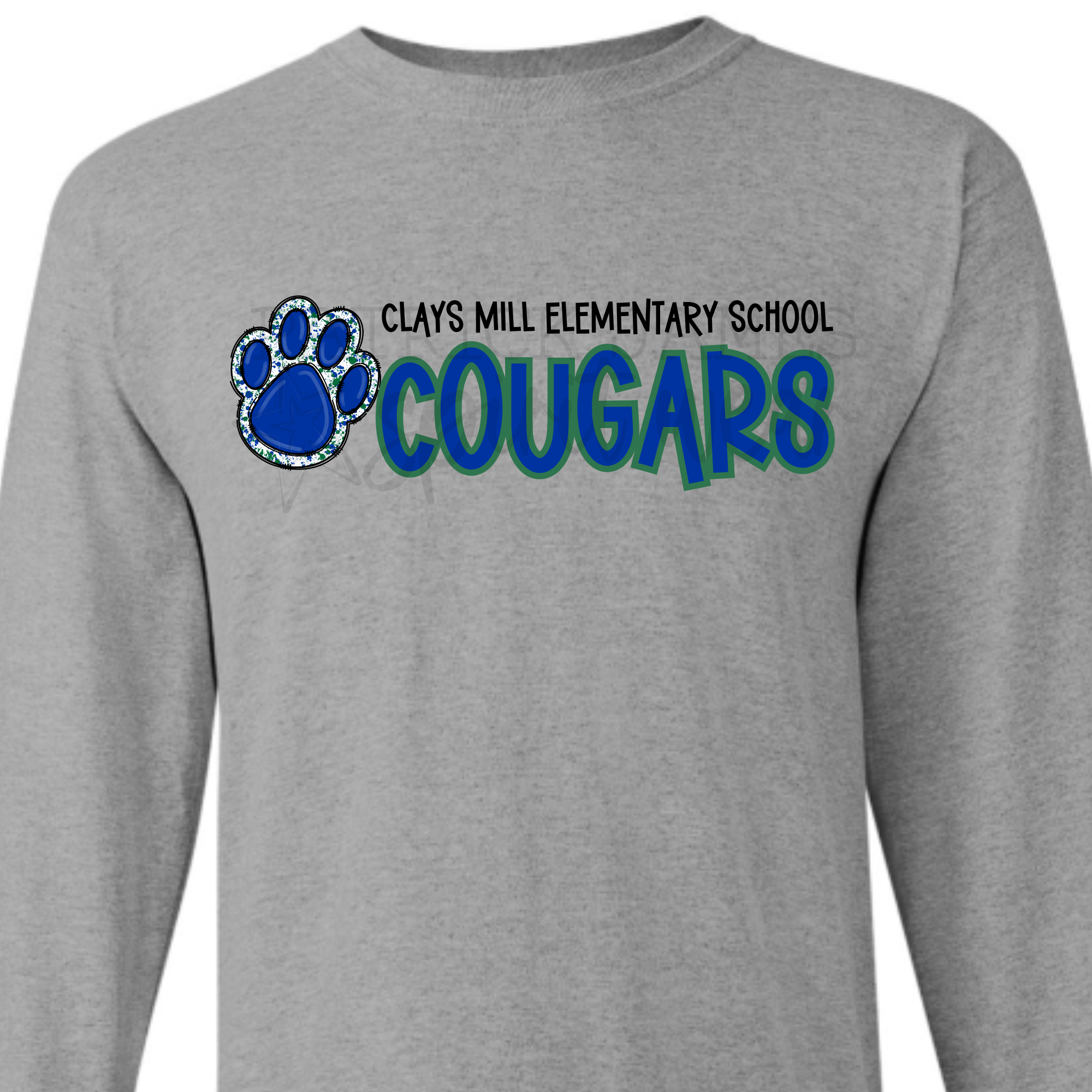 Paw Print Cougars Grey - LONG SLEEVE
