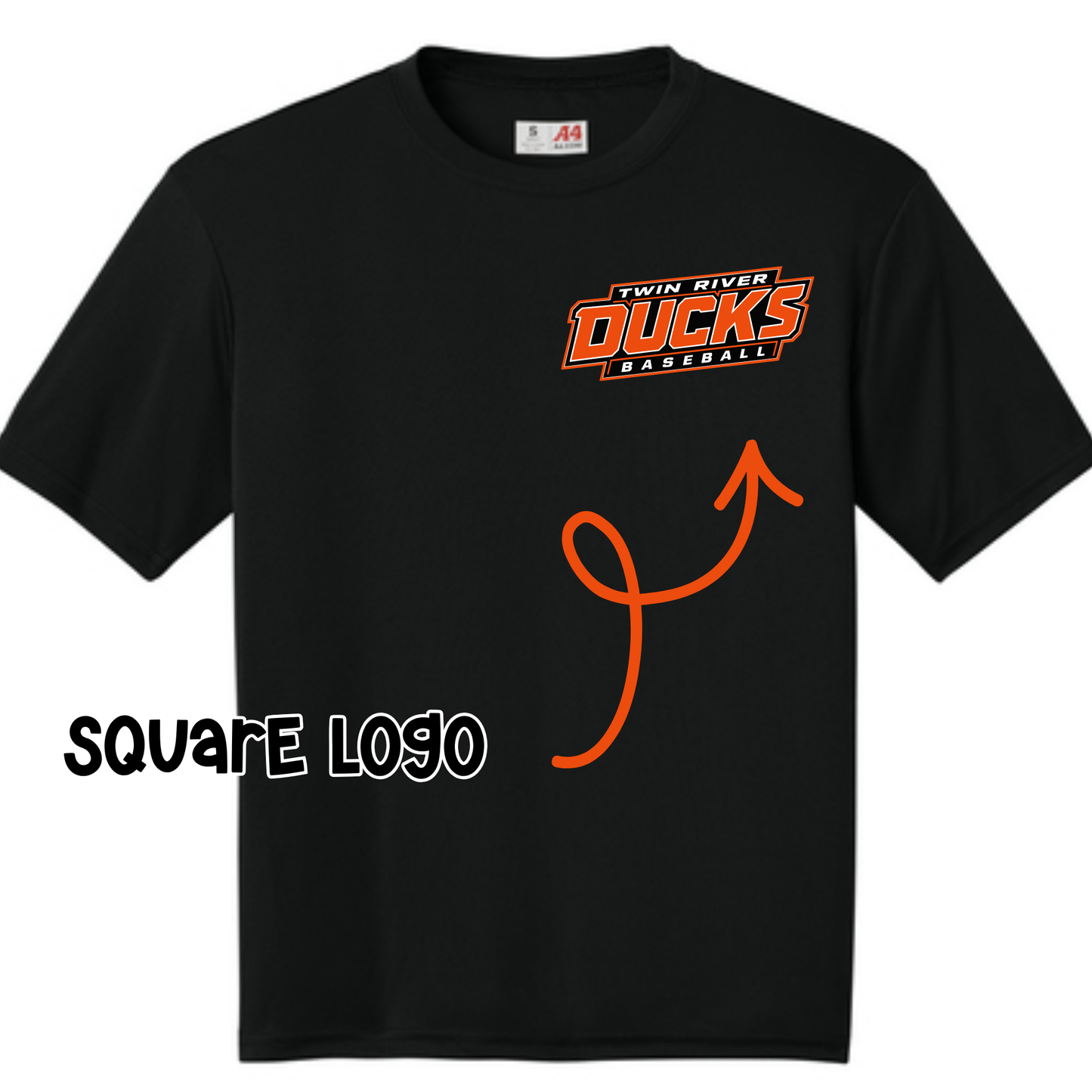 Ducks Logo with Optional Back- Black Short Sleeve