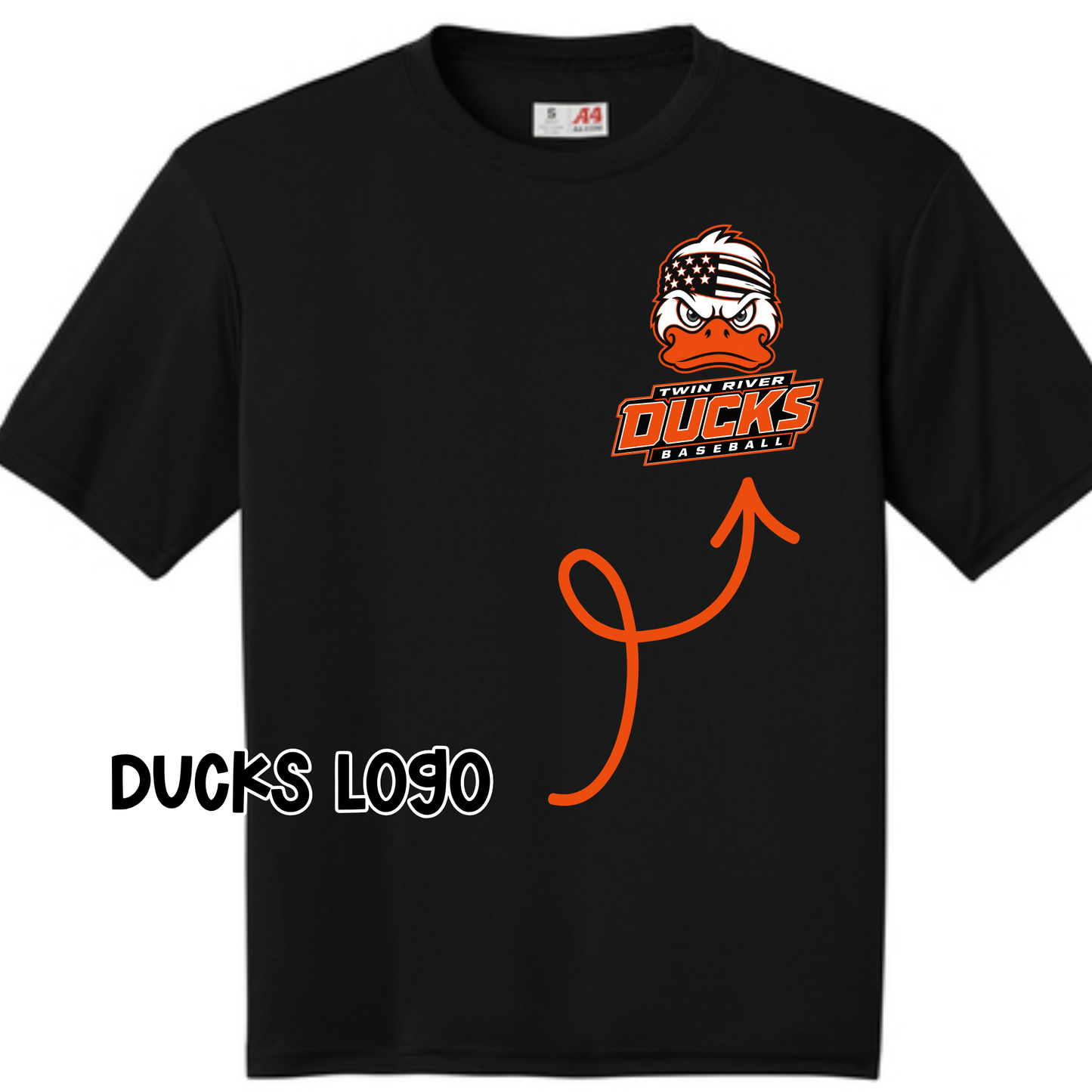 Ducks Logo with Optional Back- Black Short Sleeve