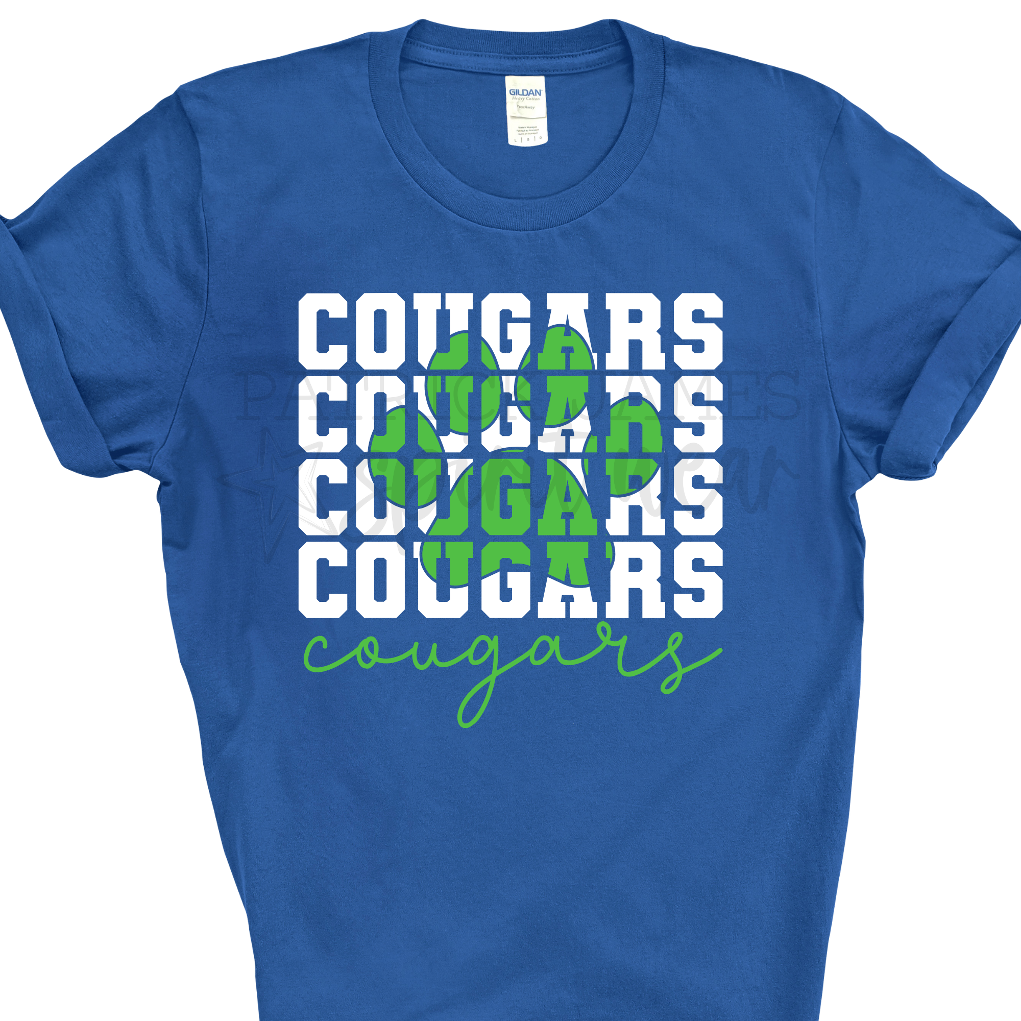 Paw Print Knockout Cougars Royal - SHORT SLEEVE