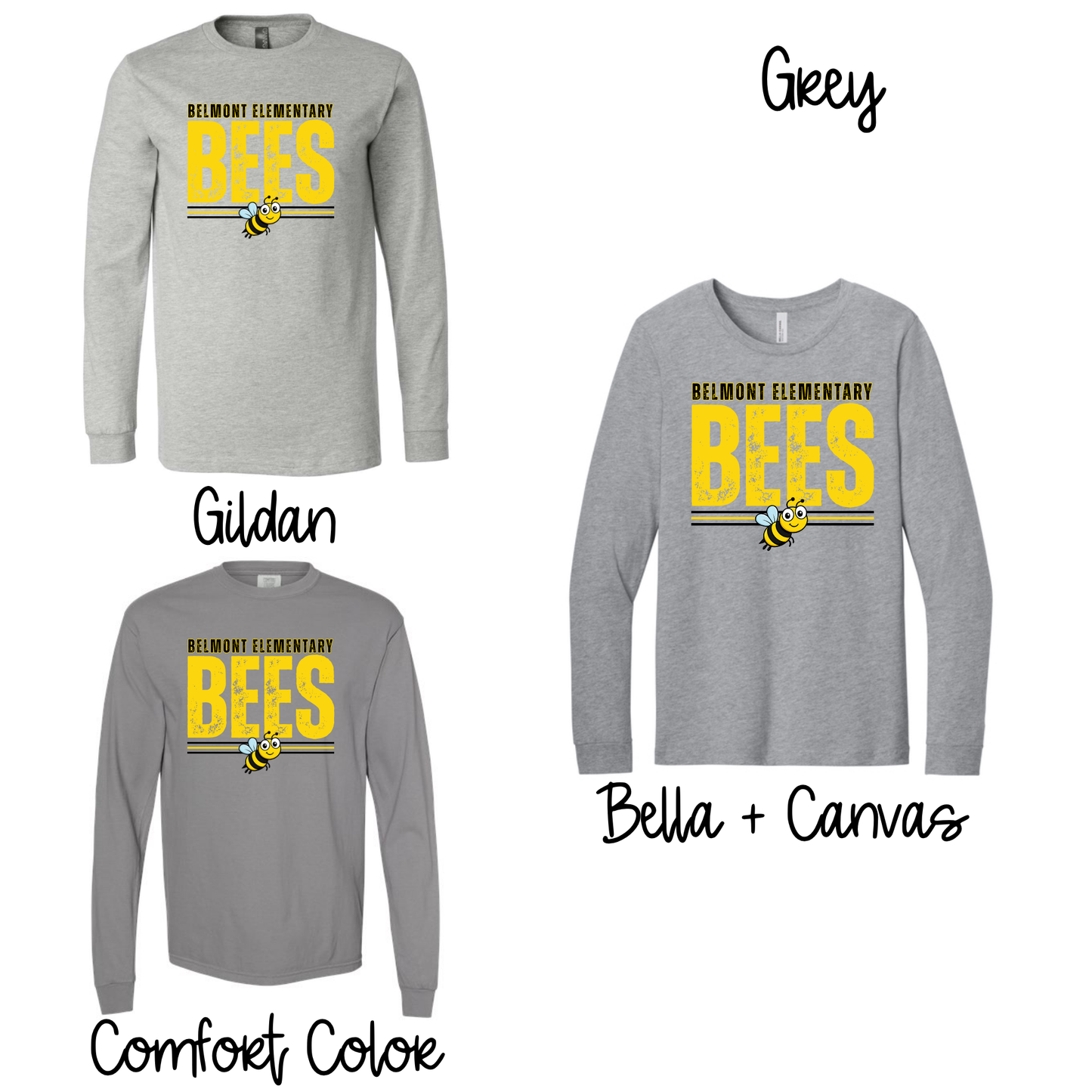 Distressed Bees- Heather Grey