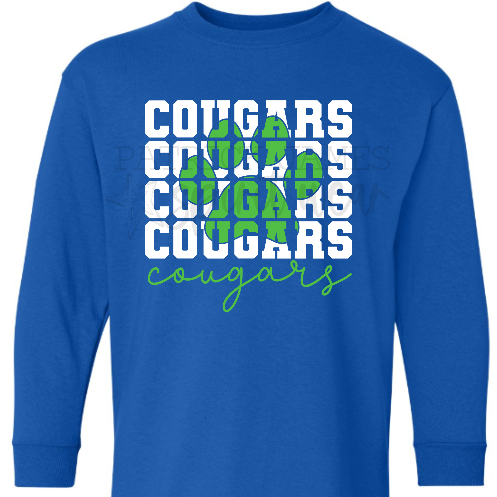 Paw Print Knockout Cougars Royal - LONG SLEEVE