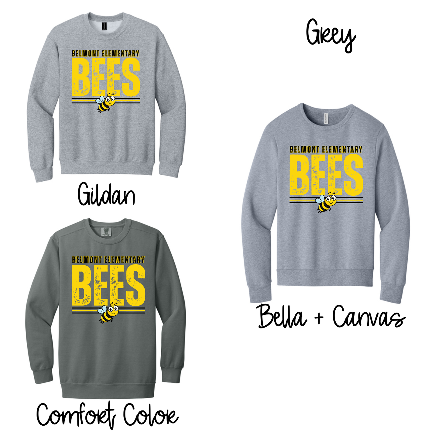 Distressed Bees- Heather Grey