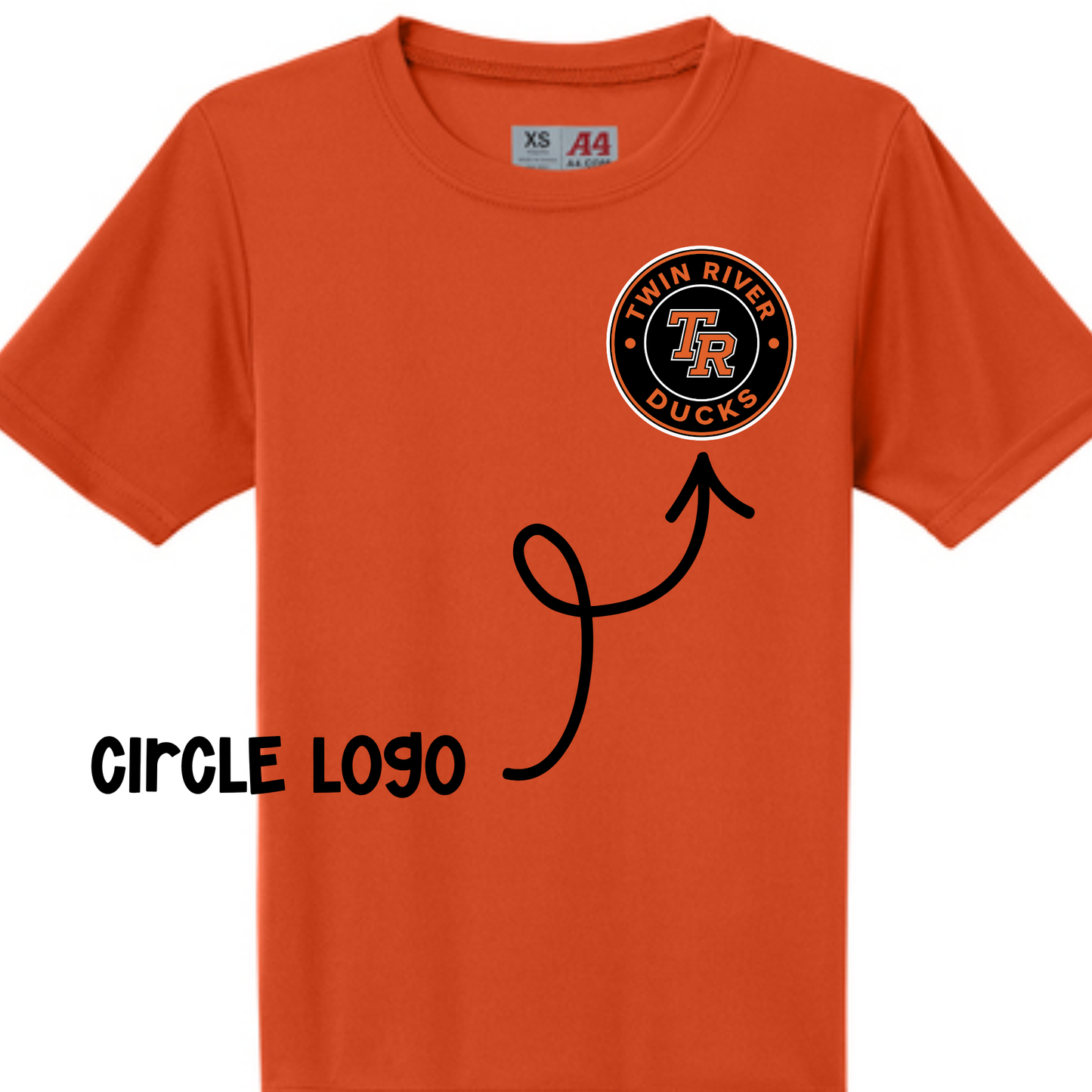 Ducks Logo with Optional Back- Orange Short Sleeve