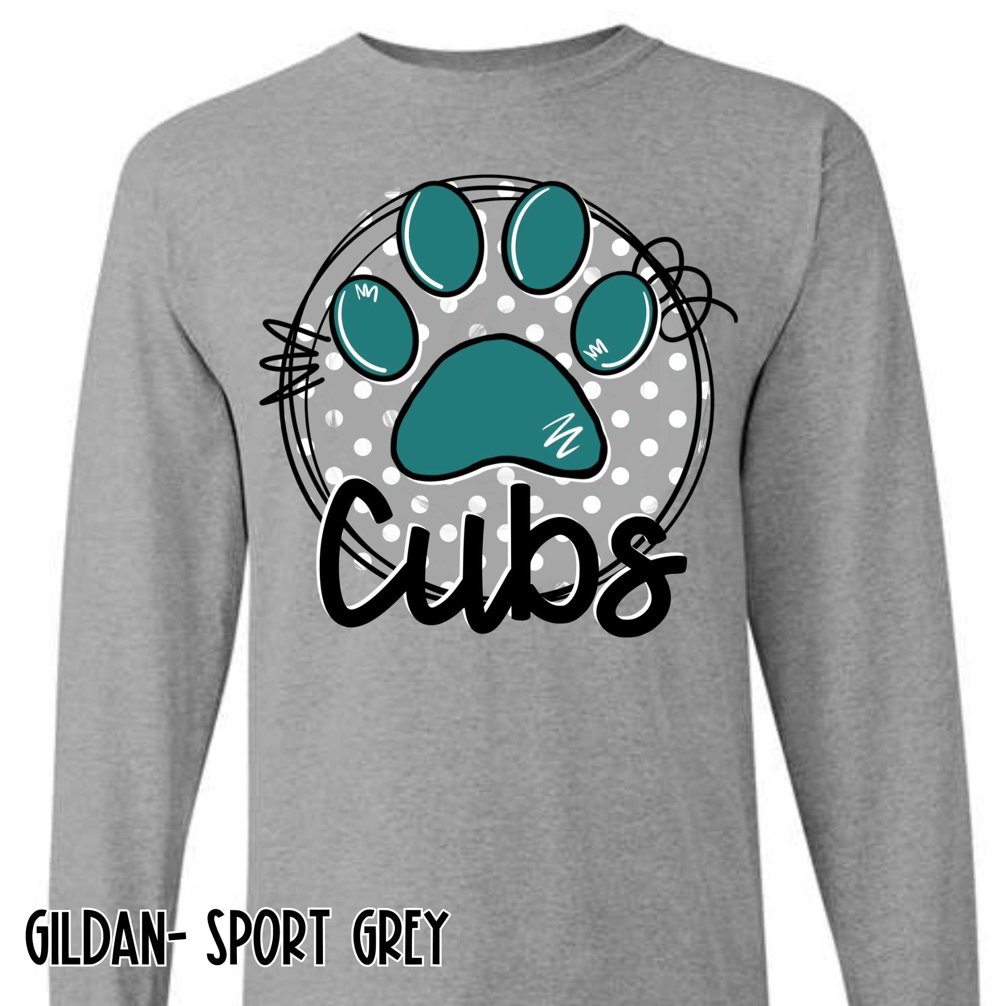 Polka Dot Cubs- Grey Long Sleeve