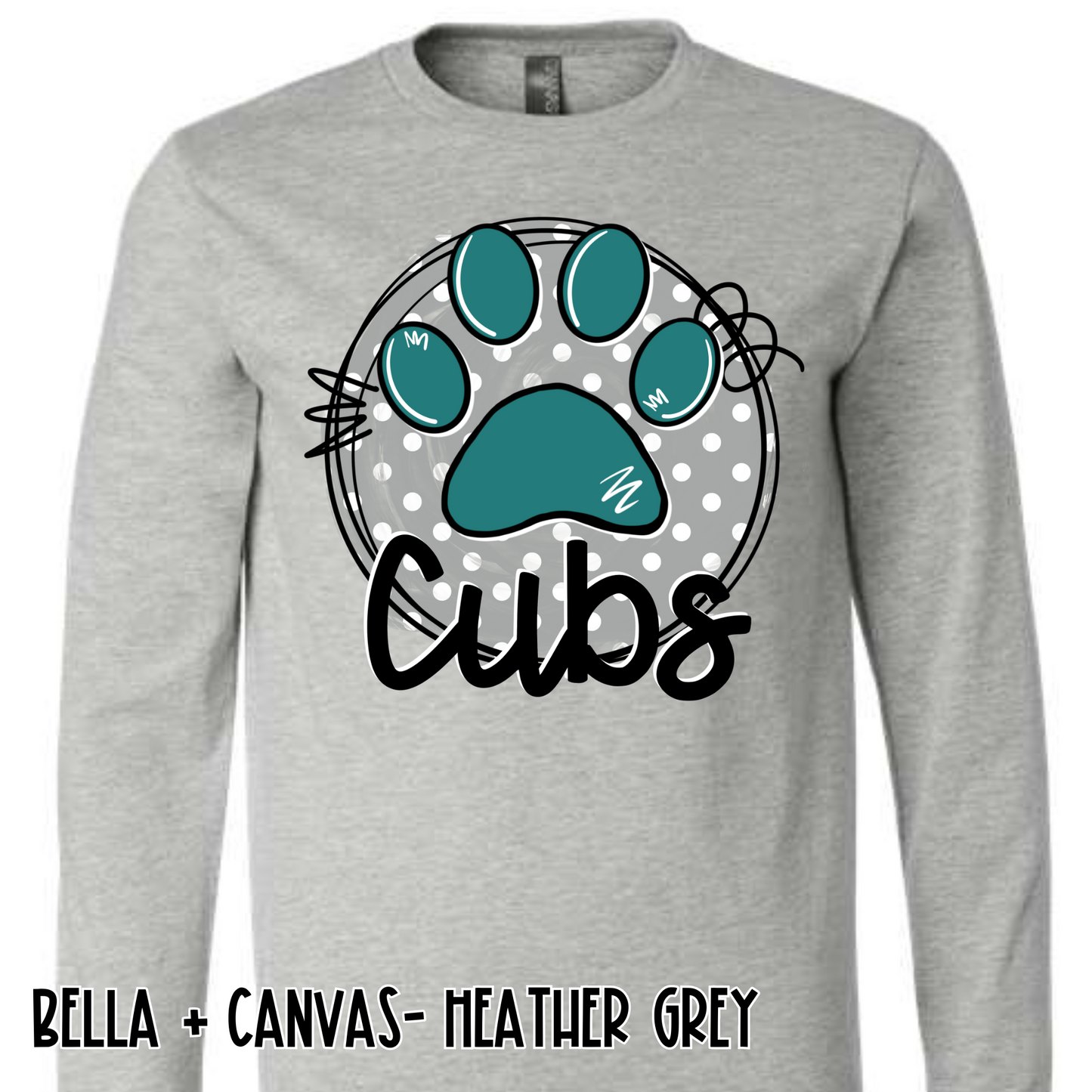 Polka Dot Cubs- Grey Long Sleeve