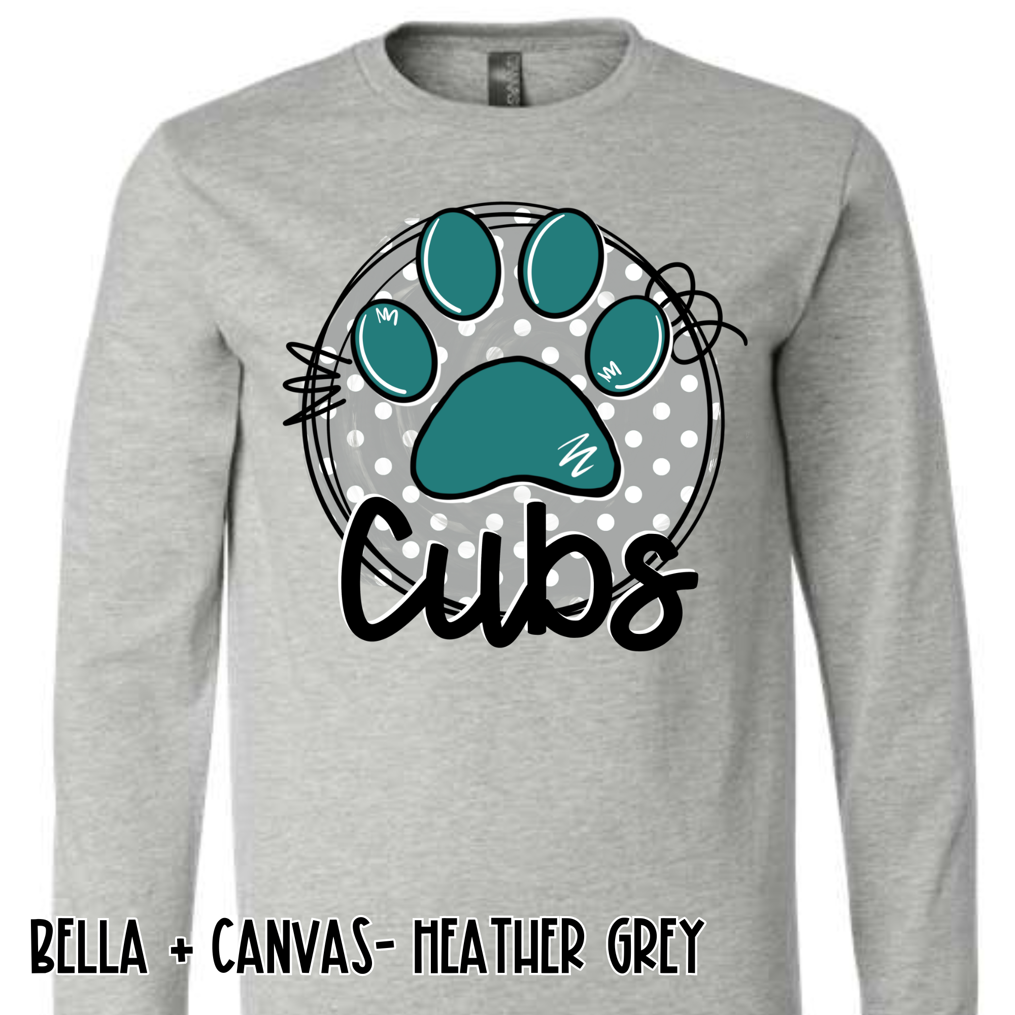Polka Dot Cubs- Grey Long Sleeve