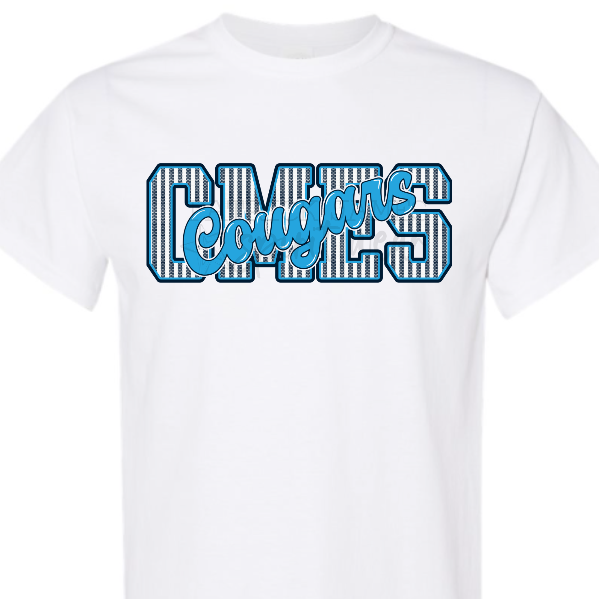 CMES Cougars Seersucker White - SHORT SLEEVE