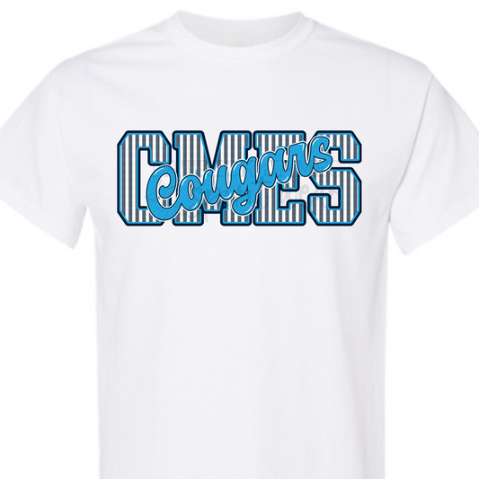 CMES Cougars Seersucker White - SHORT SLEEVE