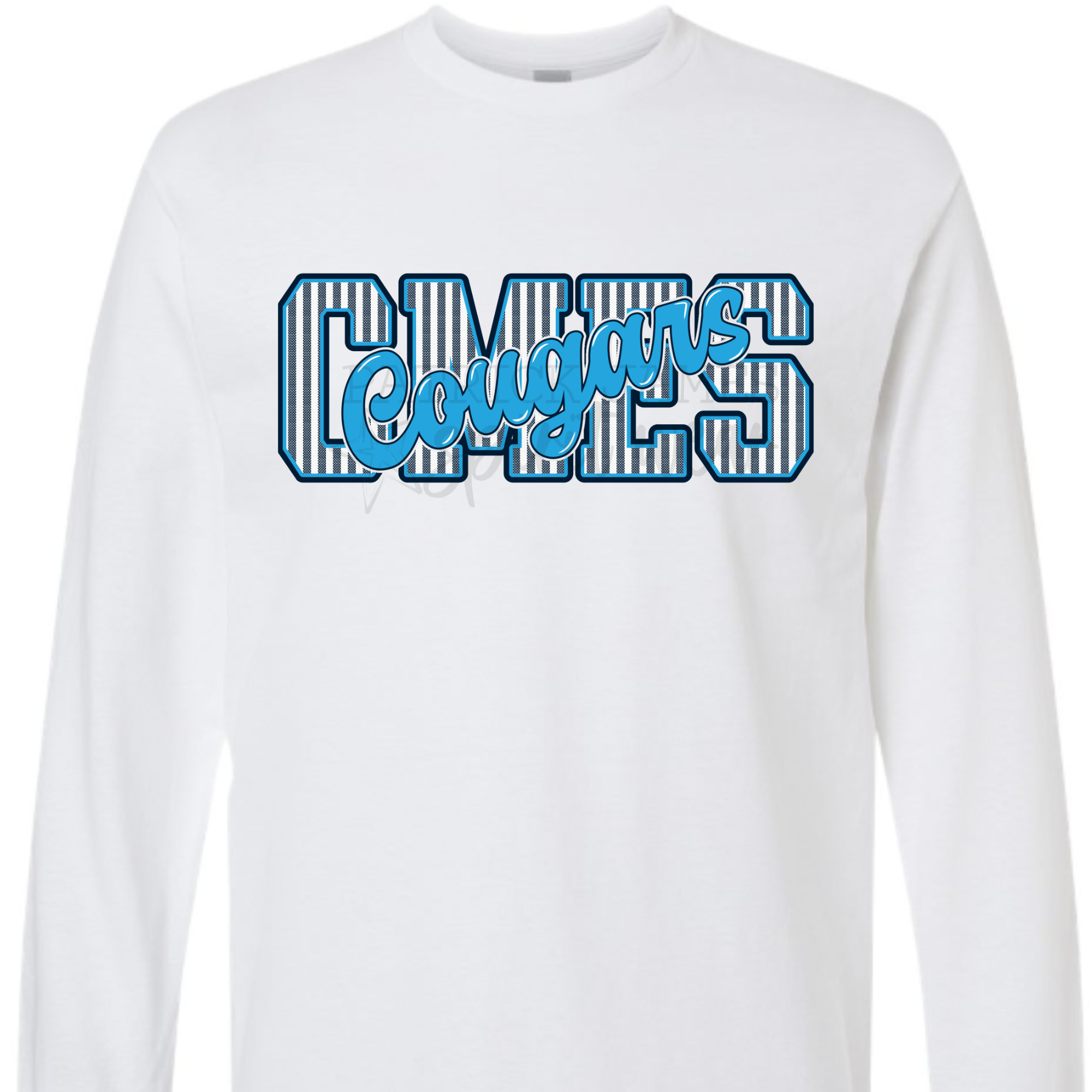 CMES Cougars Seersucker White - LONG SLEEVE