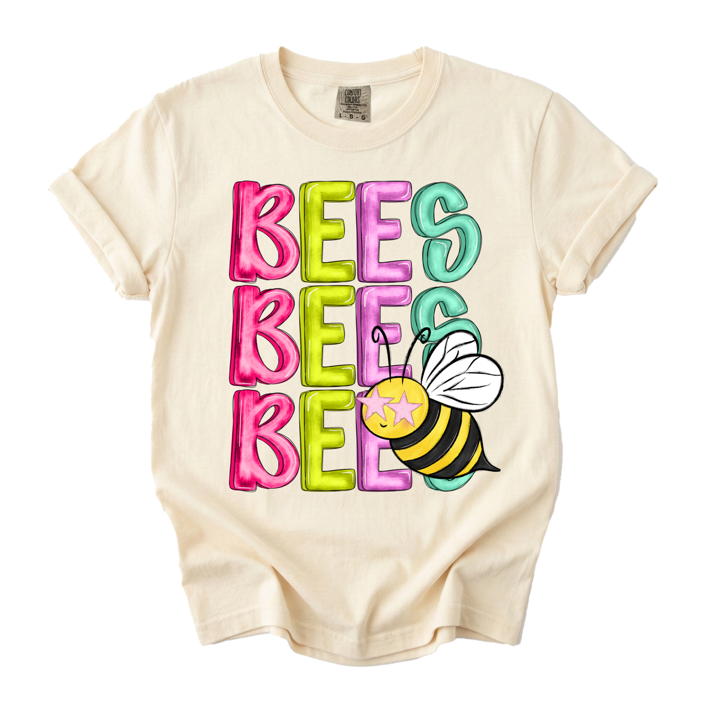 Bright Bees- Ivory Short Sleeve
