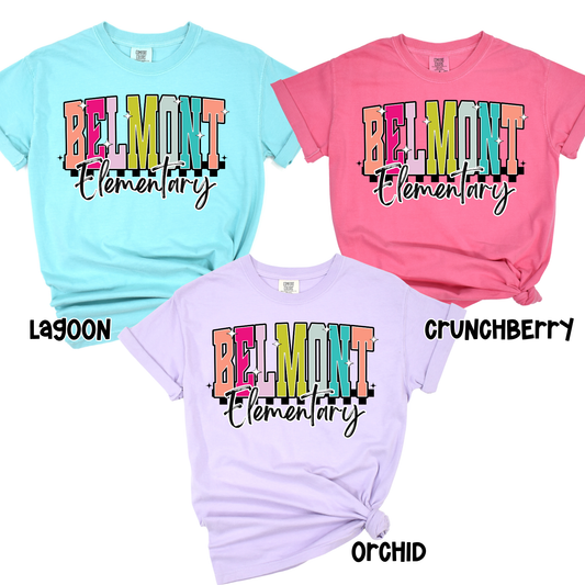 Colorful Belmont Elementary Comfort Color Short Sleeve