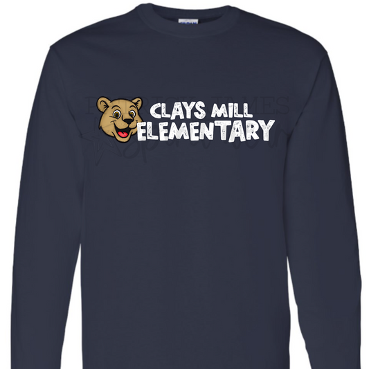 Simple Cougars Mascot Navy - LONG SLEEVE