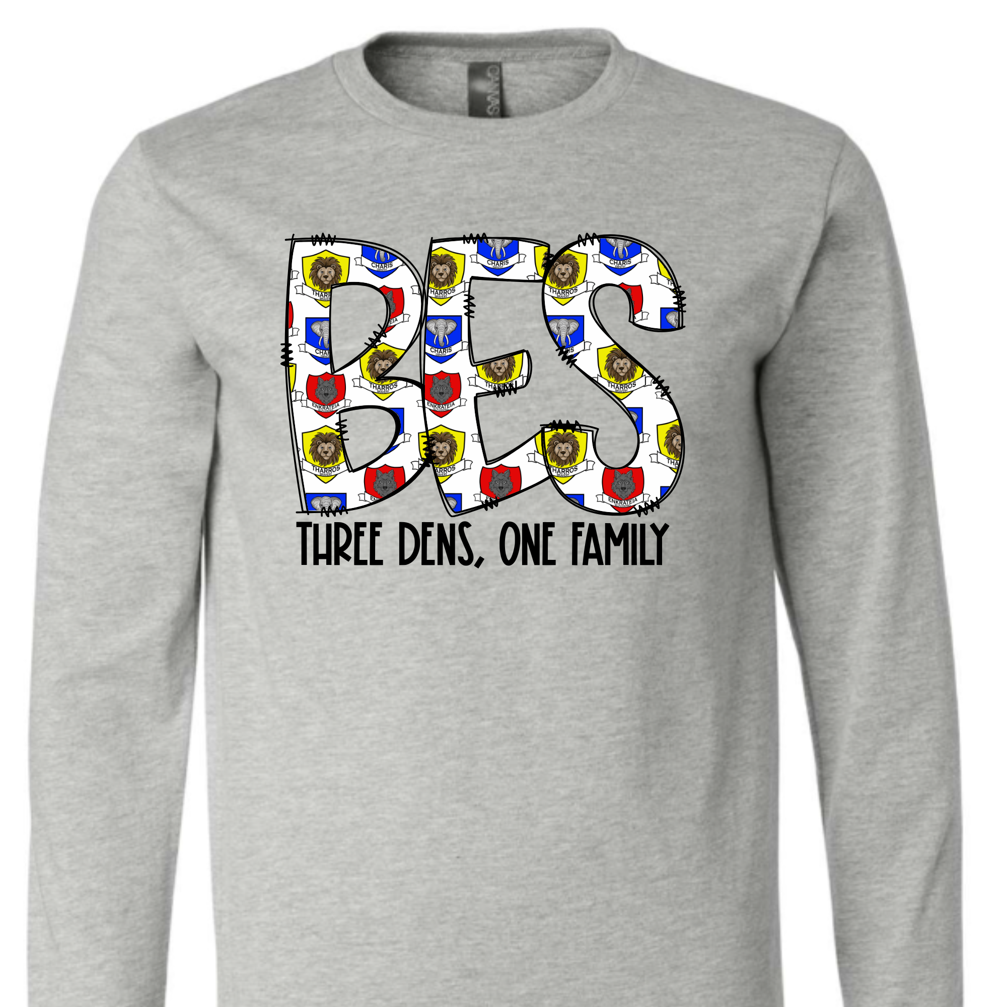 BES - Three Dens - Grey LONG SLEEVE