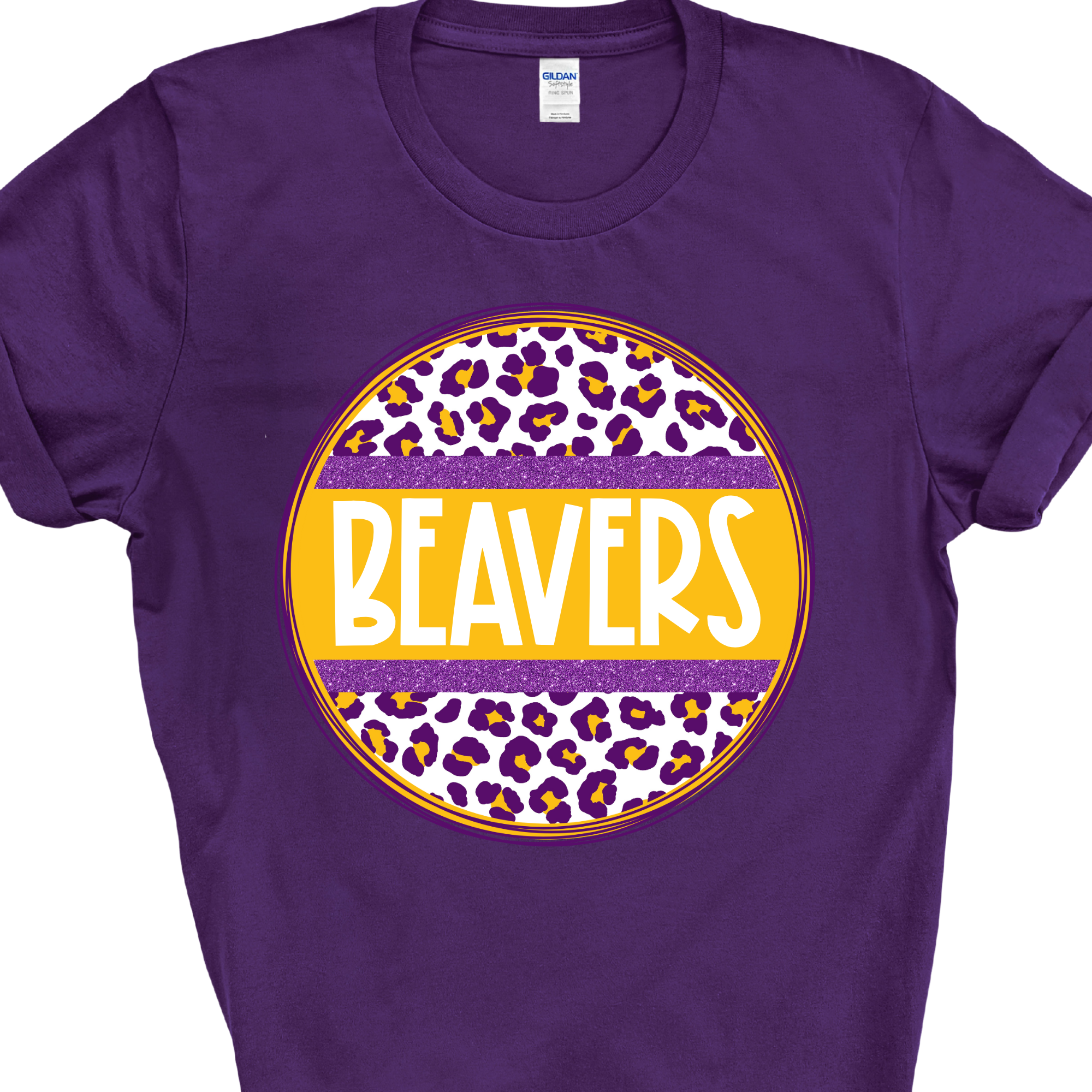 Leopard Circle Beavers - Purple SHORT SLEEVE