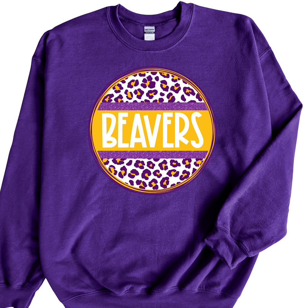 Leopard Circle Beavers - Purple SWEATSHIRT