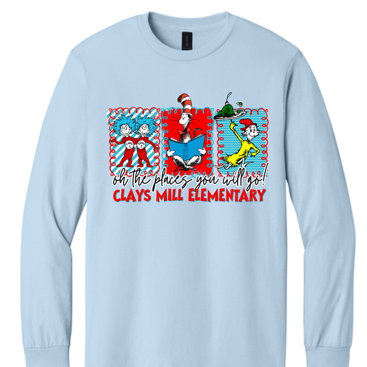 Oh the Places- Clays Mill Elementary- LONG SLEEVE