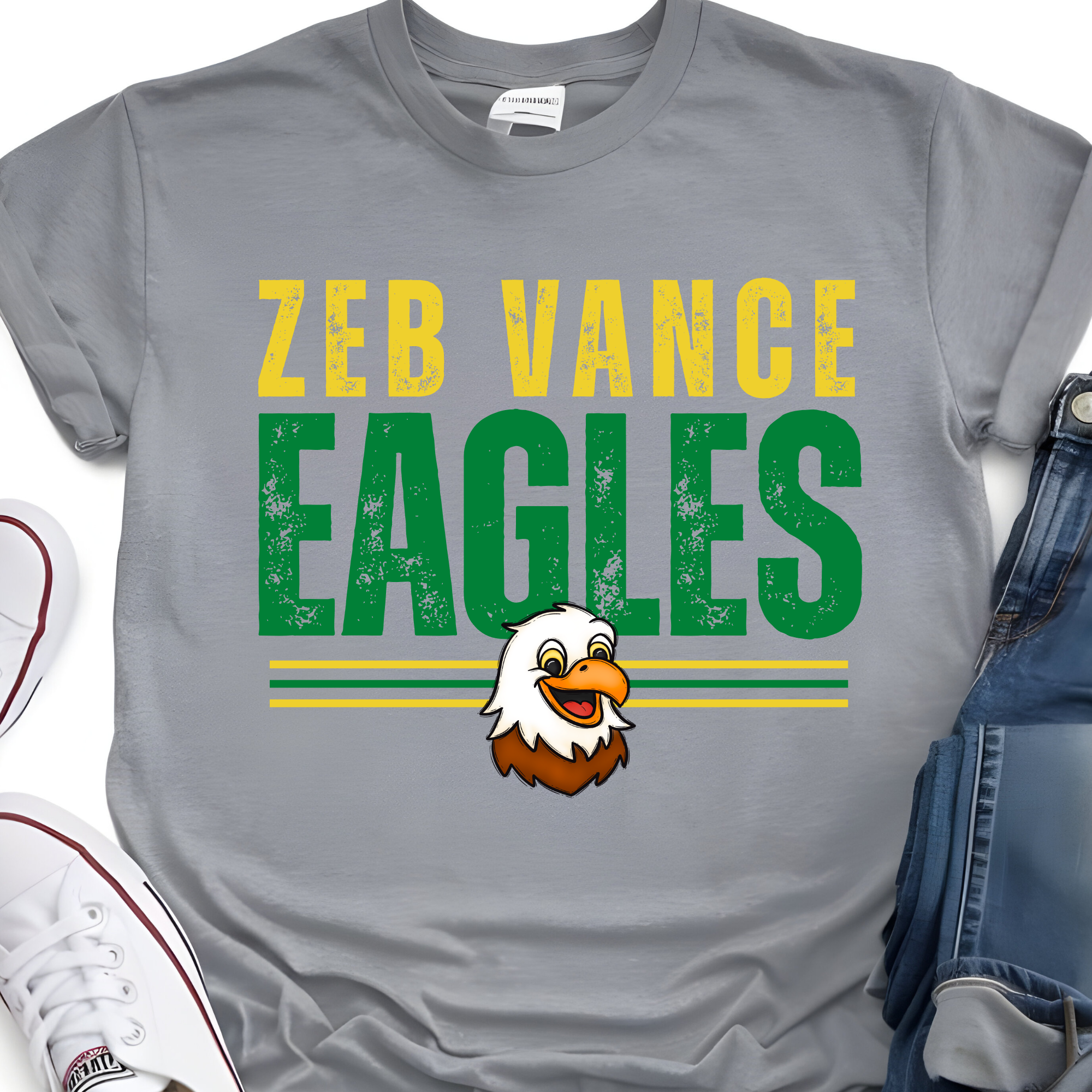 Distressed Eagles- Comfort Color Grey SHORT SLEEVE